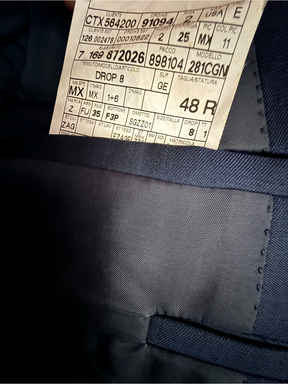 Z Zegna Mens Suit 2 Piece Navy Blue 48R US 38R Slim Fit Drop 8 Wool Mohair Luxe⁠ - Picture 7 of 16